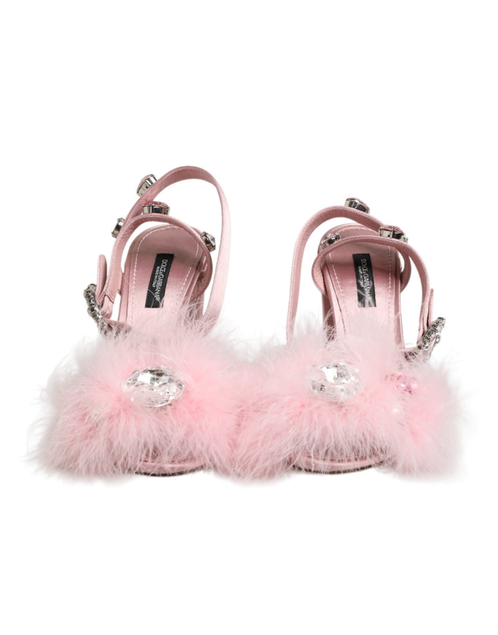 Dolce &amp; Gabbana Sample Sale Dolce &amp; Gabbana Pink Sequined Ankle Strap Sandals Shoes - | Designer outlet