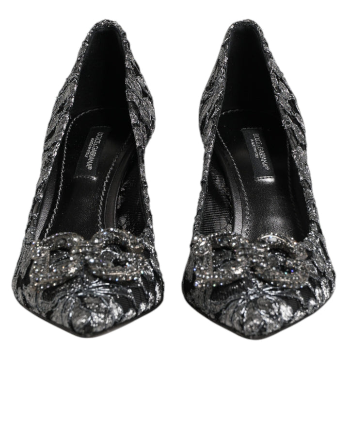 Dolce &amp; Gabbana Sample Sale Dolce &amp; Gabbana Silver Lace DG Amore Heels Pumps Shoes - | Designer outlet