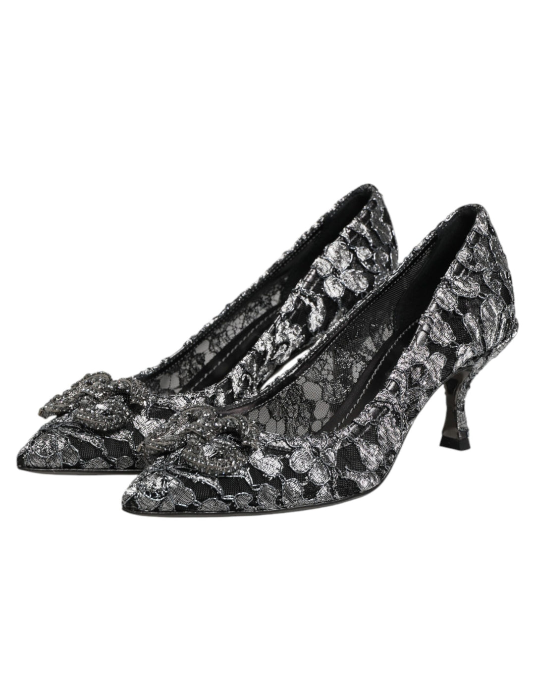 Dolce &amp; Gabbana Sample Sale Dolce &amp; Gabbana Silver Lace DG Amore Heels Pumps Shoes - | Designer outlet