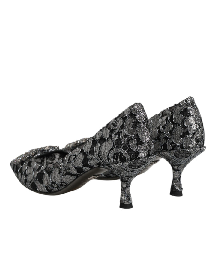 Dolce &amp; Gabbana Sample Sale Dolce &amp; Gabbana Silver Lace DG Amore Heels Pumps Shoes - | Designer outlet
