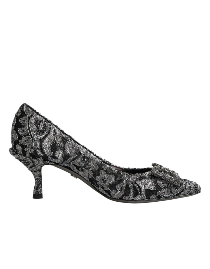 Dolce &amp; Gabbana Sample Sale Dolce &amp; Gabbana Silver Lace DG Amore Heels Pumps Shoes - | Designer outlet
