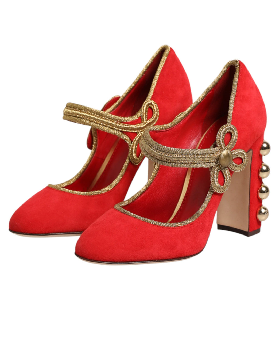 Dolce & Gabbana Red Embellished MARY JANES Pumps  Shoes