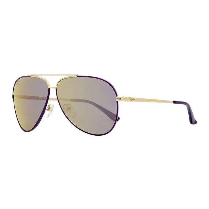 Salvatore Ferragamo Sunglasses Aviator Full Rim, Shiny Light Gold Frame And Purple Gradient Lens Sf131S736