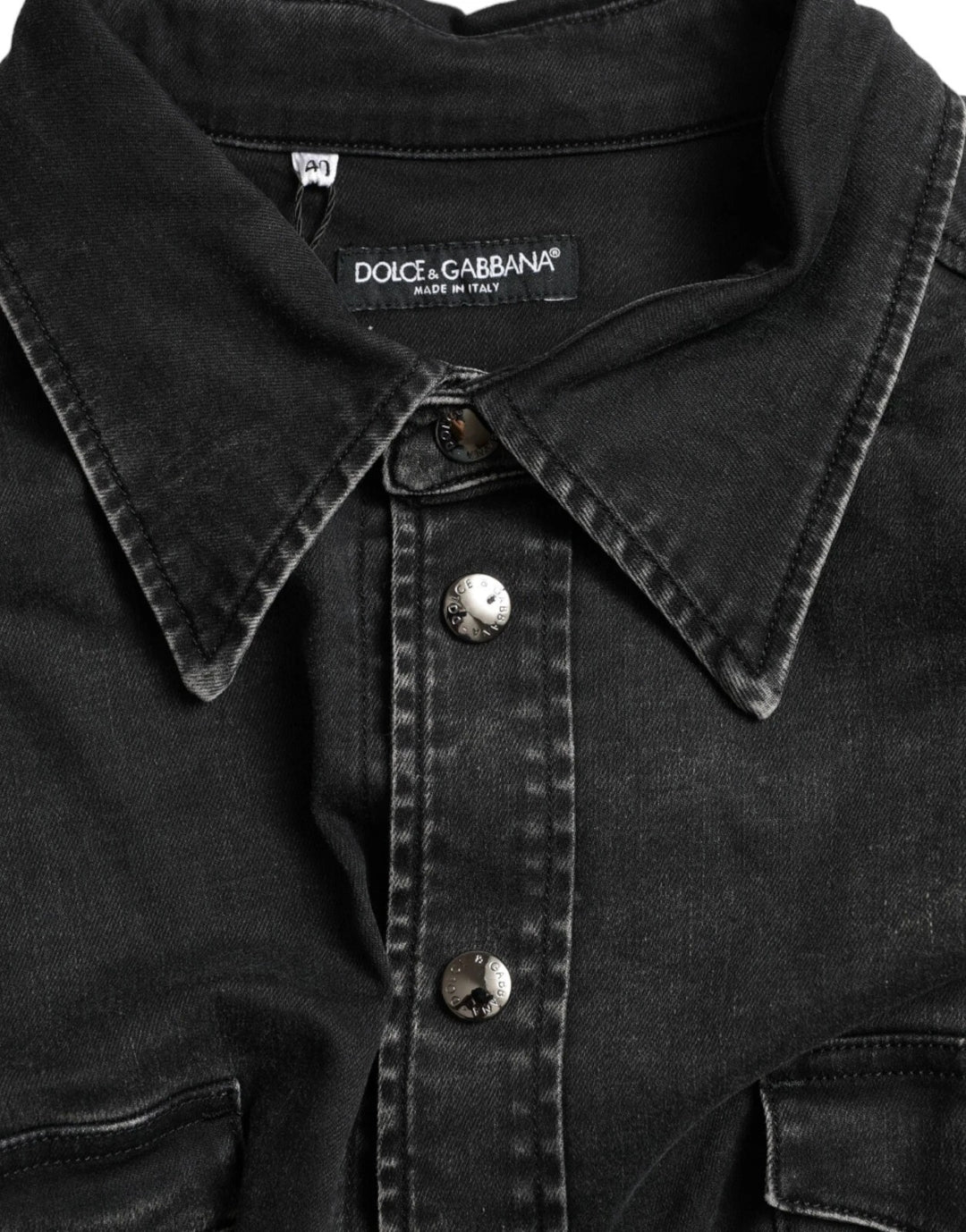 Dolce &amp; Gabbana Black Cotton Long Sleeve Denim Casual Shirt by Dolce &amp; Gabbana outlet now on sale