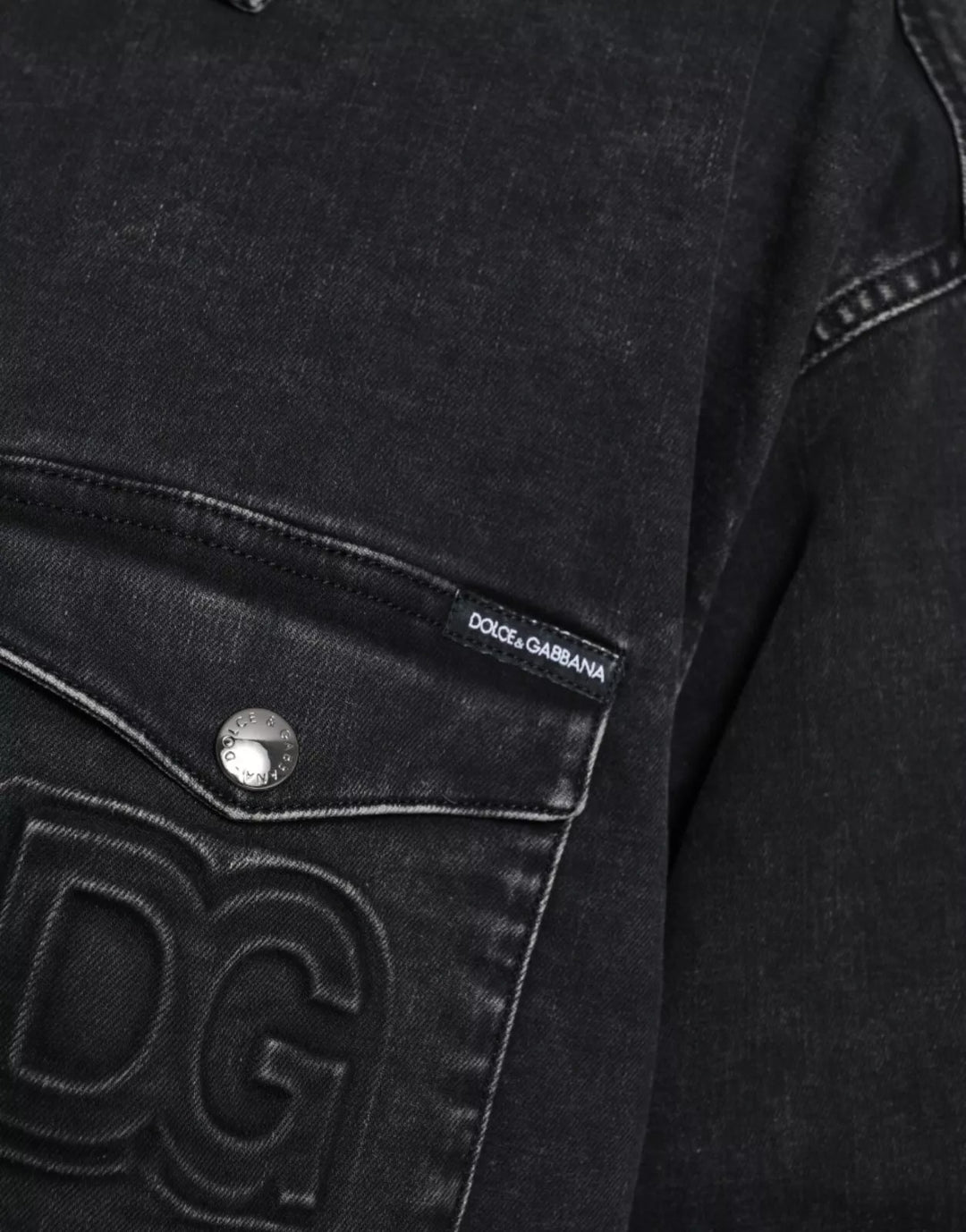 Dolce &amp; Gabbana Black Cotton Long Sleeve Denim Casual Shirt by Dolce &amp; Gabbana outlet now on sale