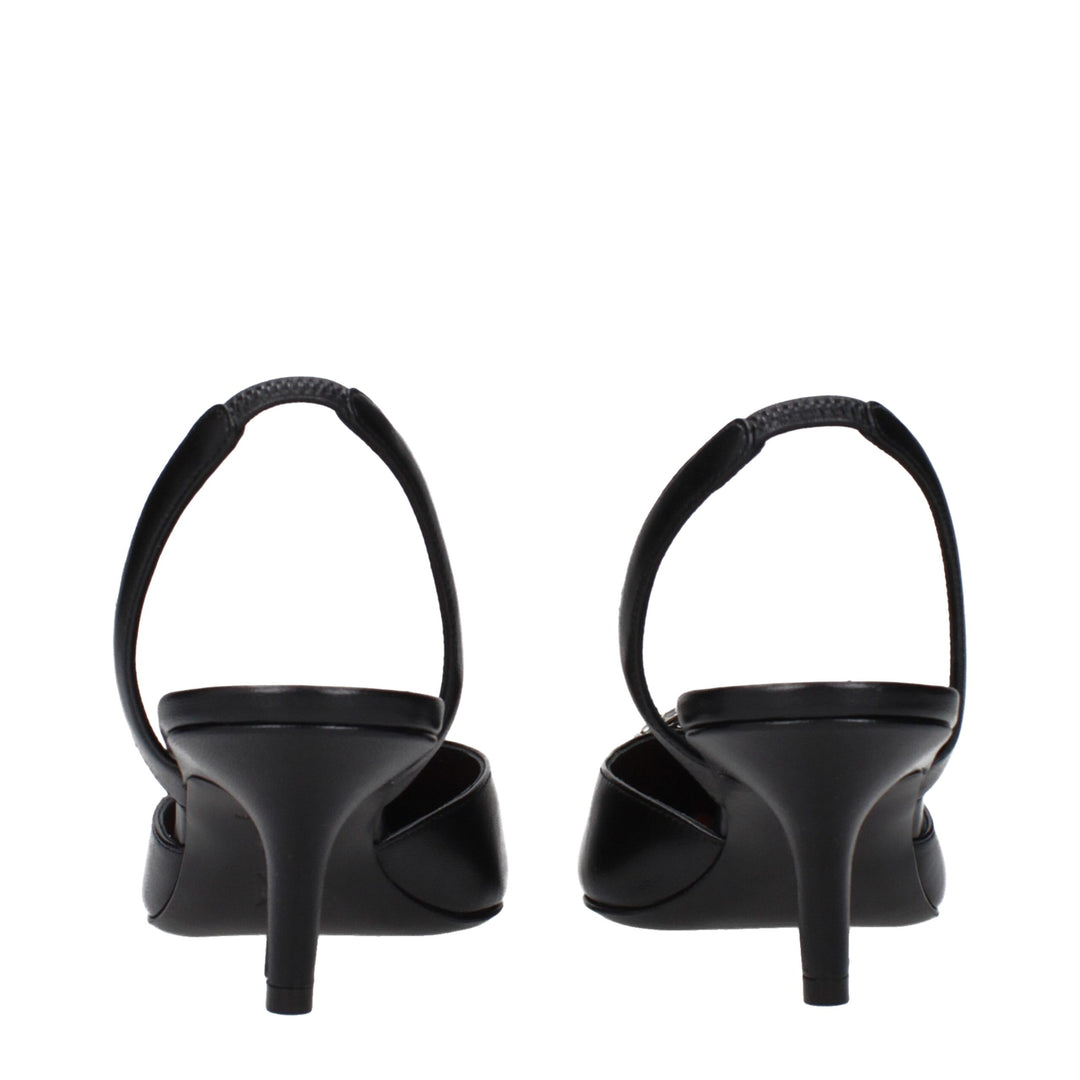 Amina Muaddi Black Leather Pumps