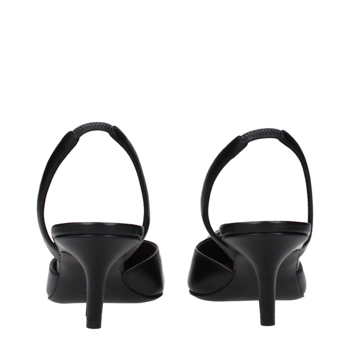 Amina Muaddi Black Leather Pumps
