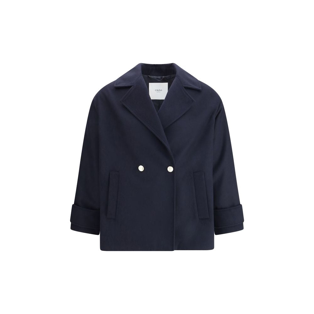 Cruna Blue Fleece Wool Coat by Cruna outlet now on sale