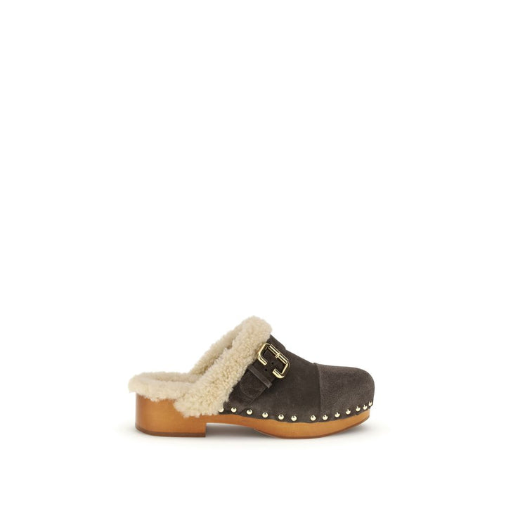 Chloé Brown Lamb Ovis Aries Aries Clogs by Chloé outlet now on sale