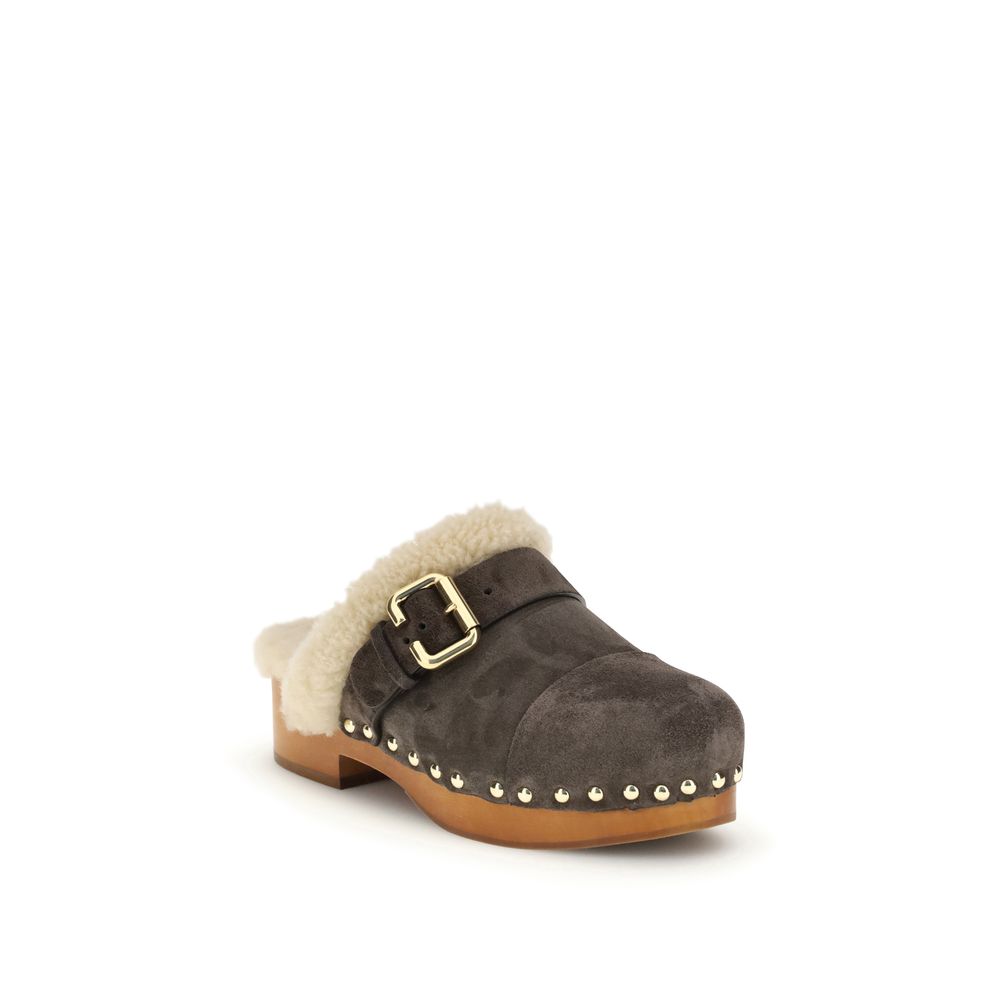 Chloé Brown Lamb Ovis Aries Aries Clogs by Chloé outlet now on sale