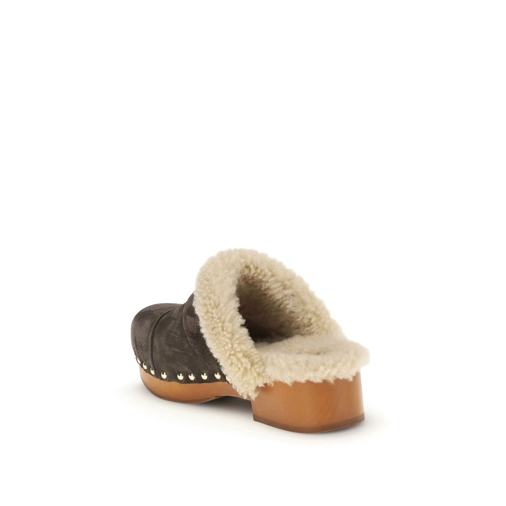Chloé Brown Lamb Ovis Aries Aries Clogs by Chloé outlet now on sale