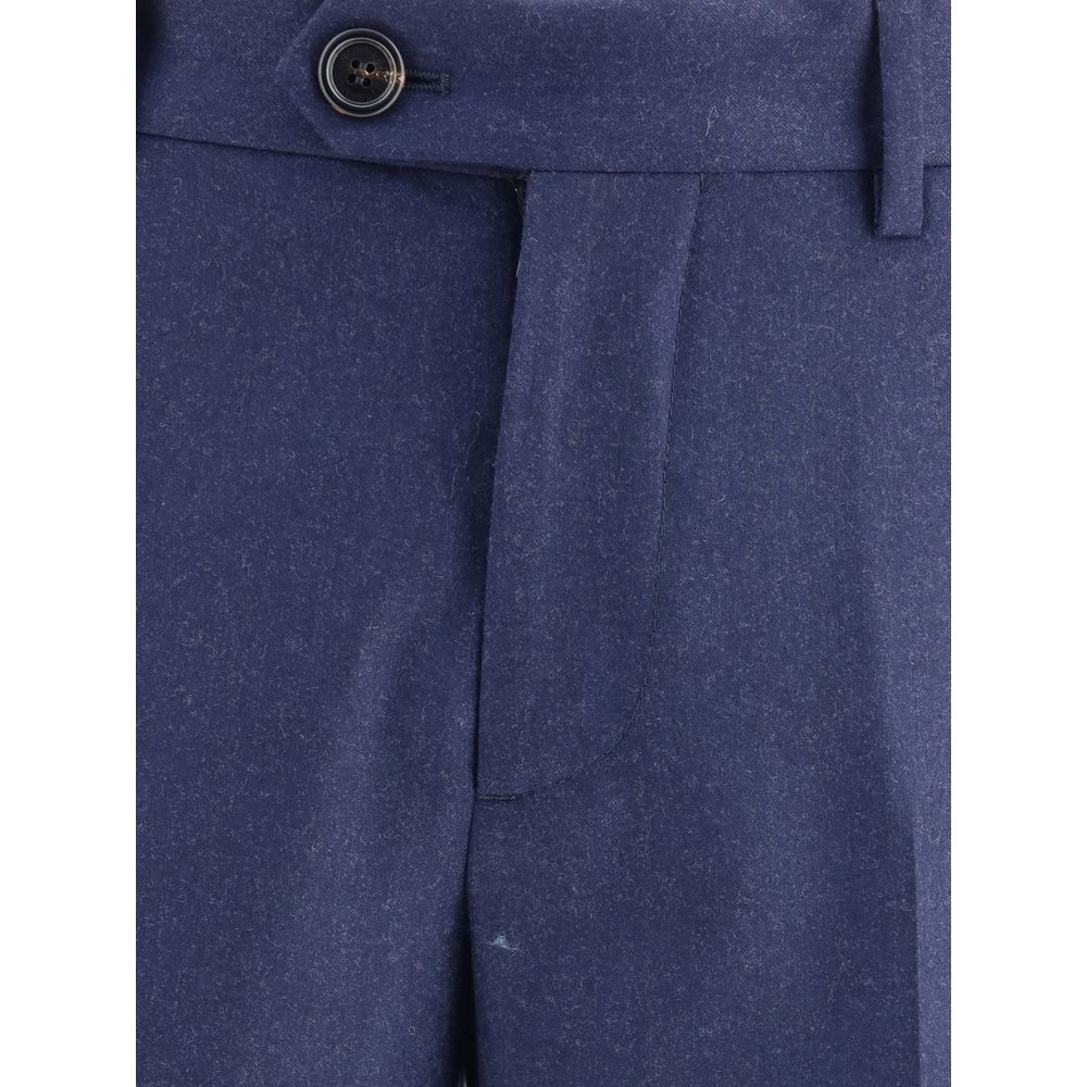 Brunello Cucinelli Blue Fleece Wool Pants