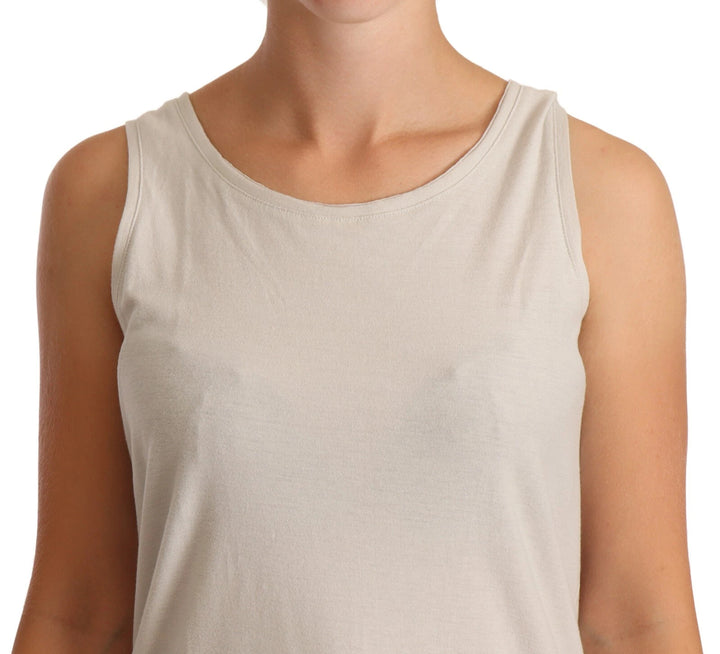 Max Mara Sample Sale Max Mara Light Gray 100% Cotton Sleeveless Razor Back Tank Top - | Designer outlet