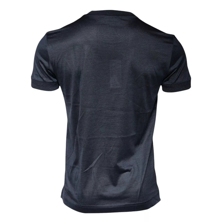 Dolce &amp; Gabbana Blue Silk Crew Neck Short Sleeves Men T-shirt