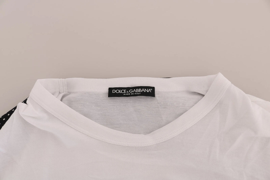 Dolce &amp; Gabbana Sample Sale Dolce &amp; Gabbana White Cotton Black Silk Scarf Top T-shirt - | Designer outlet
