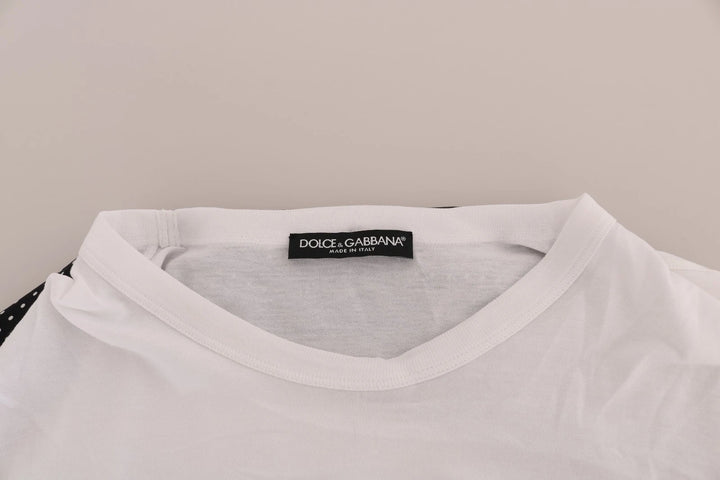Dolce &amp; Gabbana Sample Sale Dolce &amp; Gabbana White Cotton Black Silk Scarf Top T-shirt - | Designer outlet