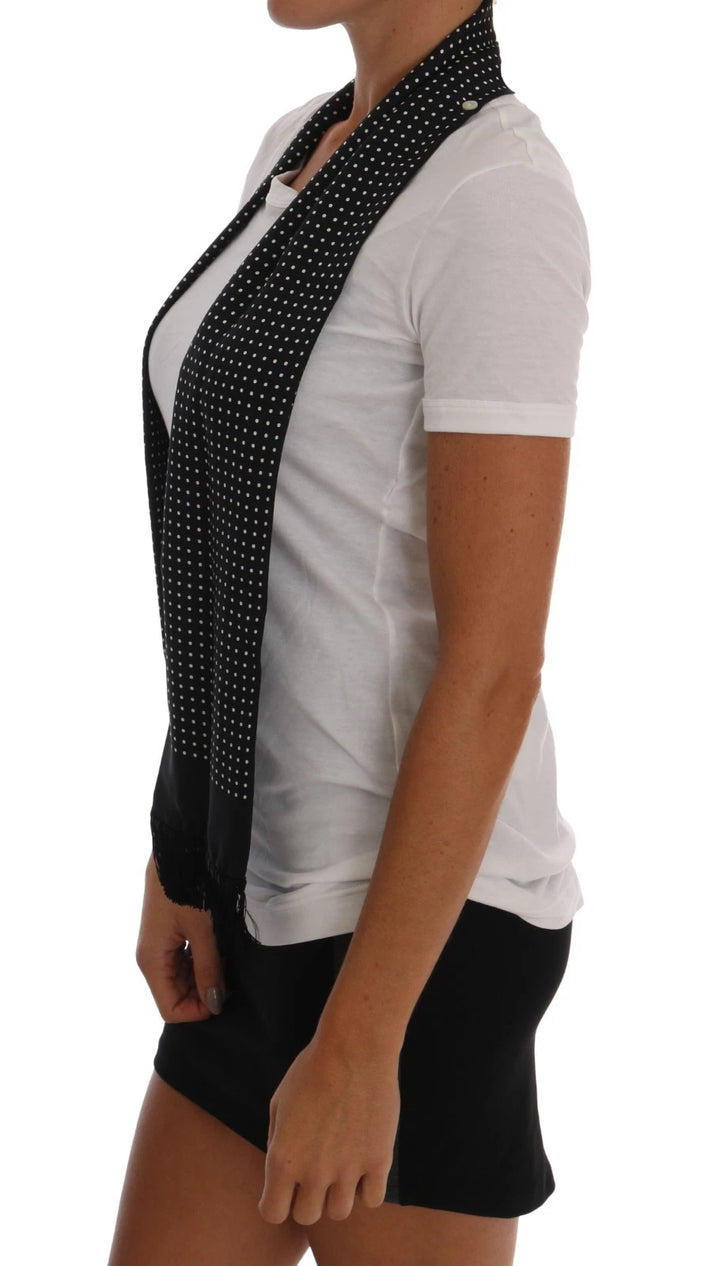 Dolce &amp; Gabbana Sample Sale Dolce &amp; Gabbana White Cotton Black Silk Scarf Top T-shirt - | Designer outlet