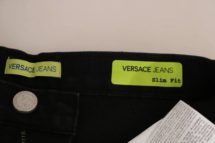 Versace Jeans Couture Dark Black Dora Slim Fit Denim Pants by Versace Jeans Couture outlet now on sale