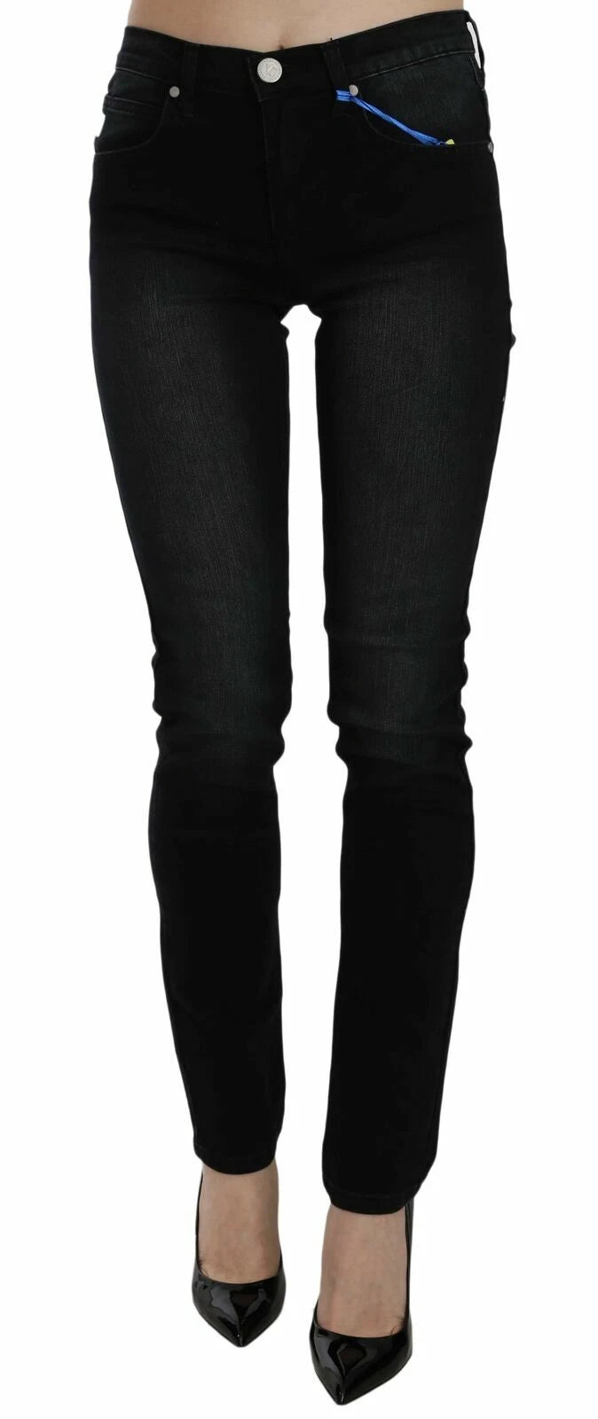 Versace Jeans Couture Dark Black Dora Slim Fit Denim Pants by Versace Jeans Couture outlet now on sale