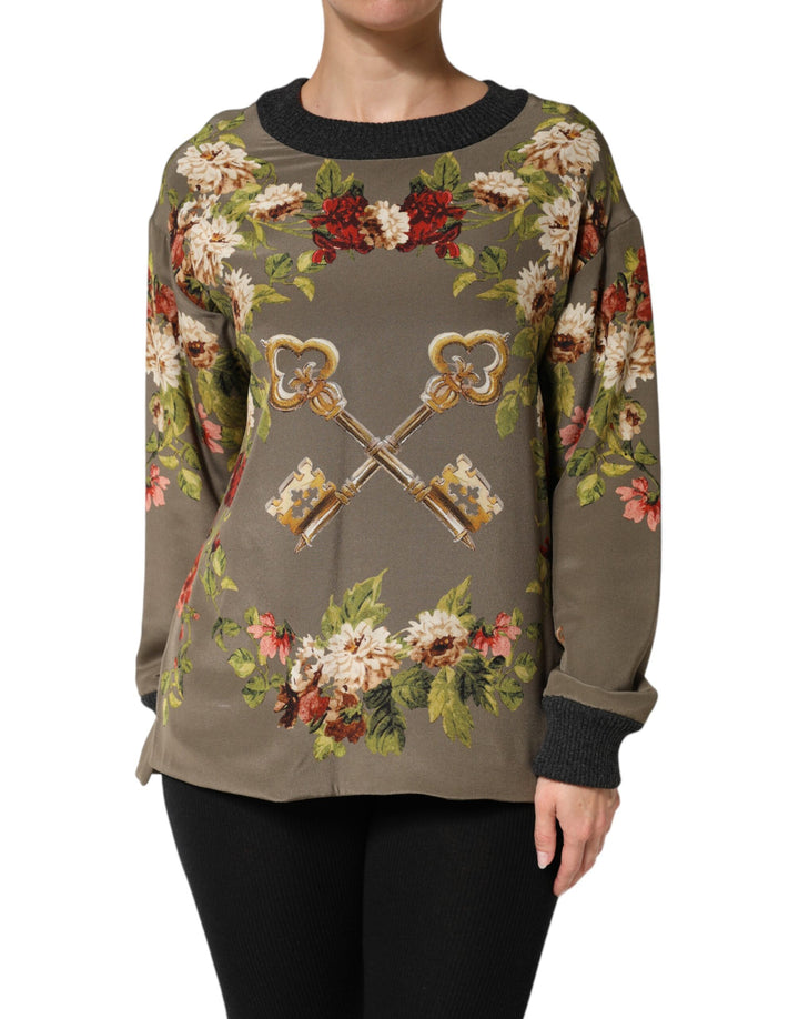 Dolce &amp; Gabbana Sample Sale Dolce &amp; Gabbana Enchanted Sicily Silk Crewneck Blouse Sweater - | Designer outlet