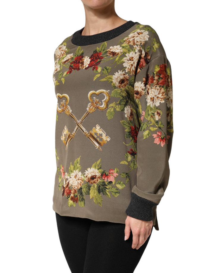Dolce &amp; Gabbana Sample Sale Dolce &amp; Gabbana Enchanted Sicily Silk Crewneck Blouse Sweater - | Designer outlet
