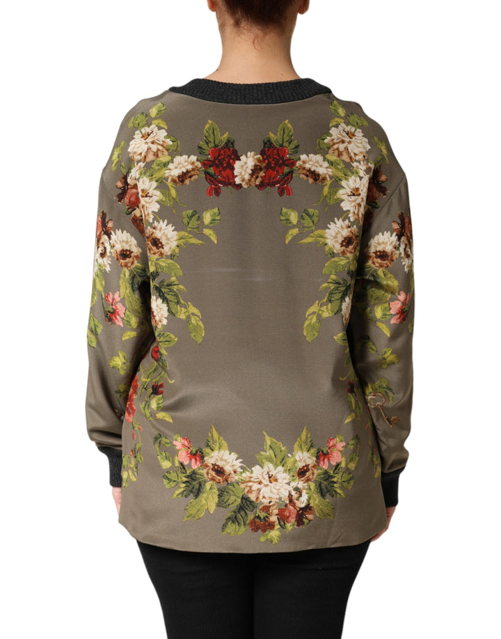 Dolce &amp; Gabbana Sample Sale Dolce &amp; Gabbana Enchanted Sicily Silk Crewneck Blouse Sweater - | Designer outlet