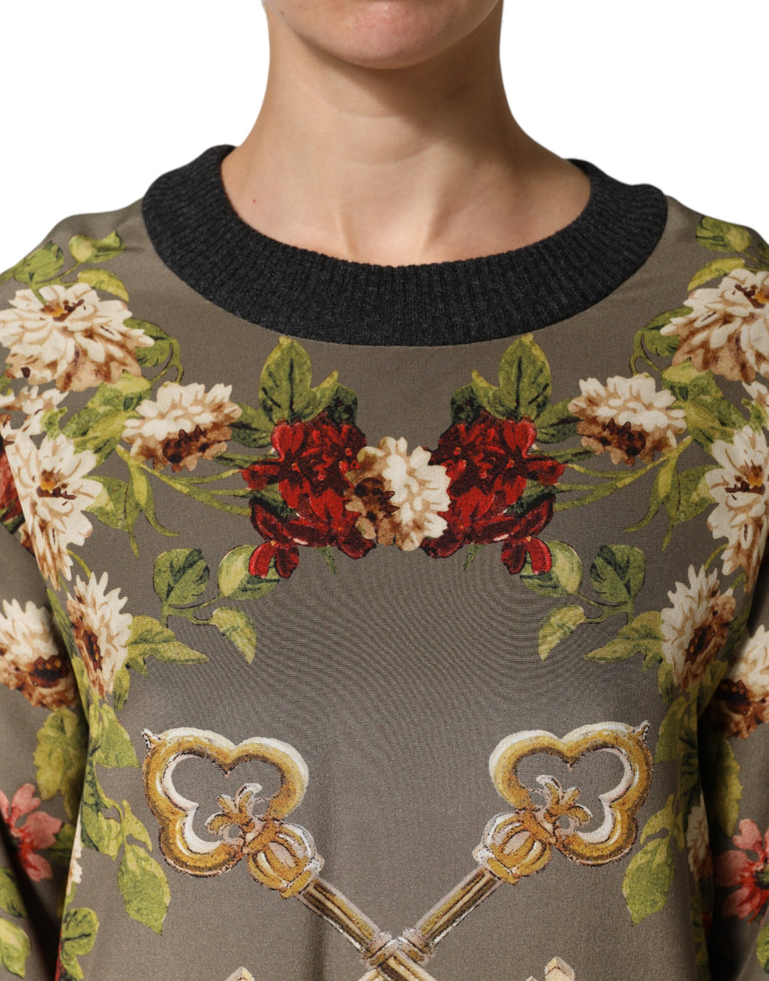 Dolce &amp; Gabbana Sample Sale Dolce &amp; Gabbana Enchanted Sicily Silk Crewneck Blouse Sweater - | Designer outlet