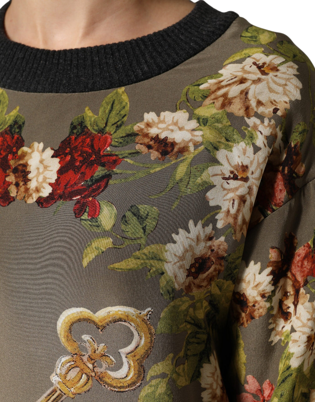 Dolce &amp; Gabbana Enchanted Sicily Silk Crewneck Blouse Sweater by Dolce &amp; Gabbana outlet now on sale