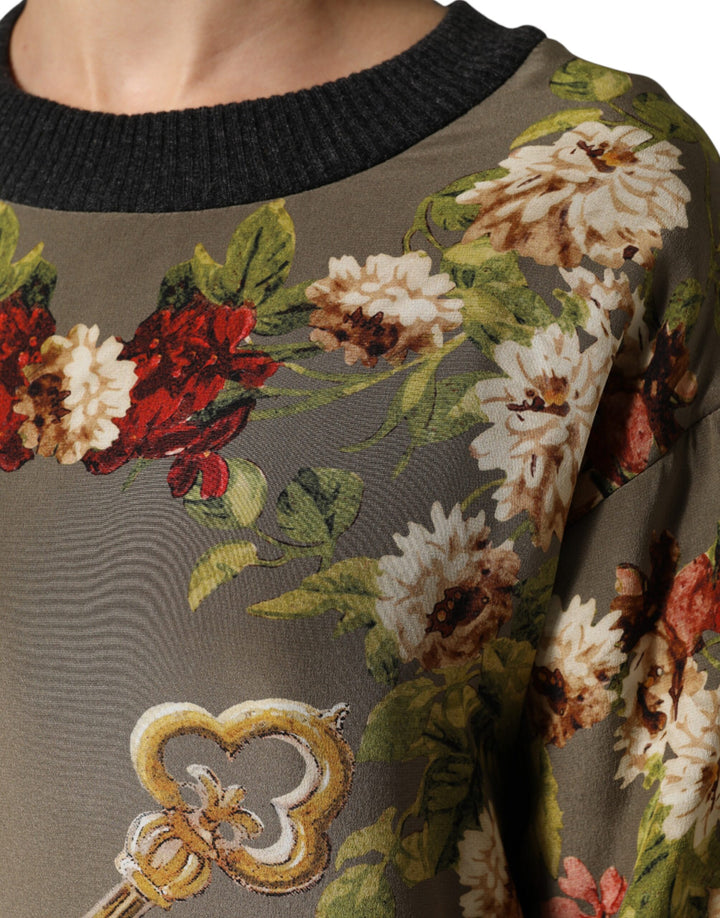 Dolce &amp; Gabbana Enchanted Sicily Silk Crewneck Blouse Sweater by Dolce &amp; Gabbana outlet now on sale