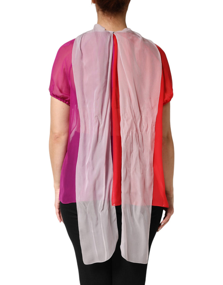 Dolce &amp; Gabbana Sample Sale Dolce &amp; Gabbana Multicolor Short Sleeves Silk Blouse Top - | Designer outlet