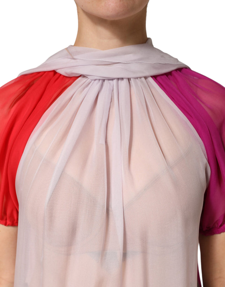 Dolce &amp; Gabbana Sample Sale Dolce &amp; Gabbana Multicolor Short Sleeves Silk Blouse Top - | Designer outlet