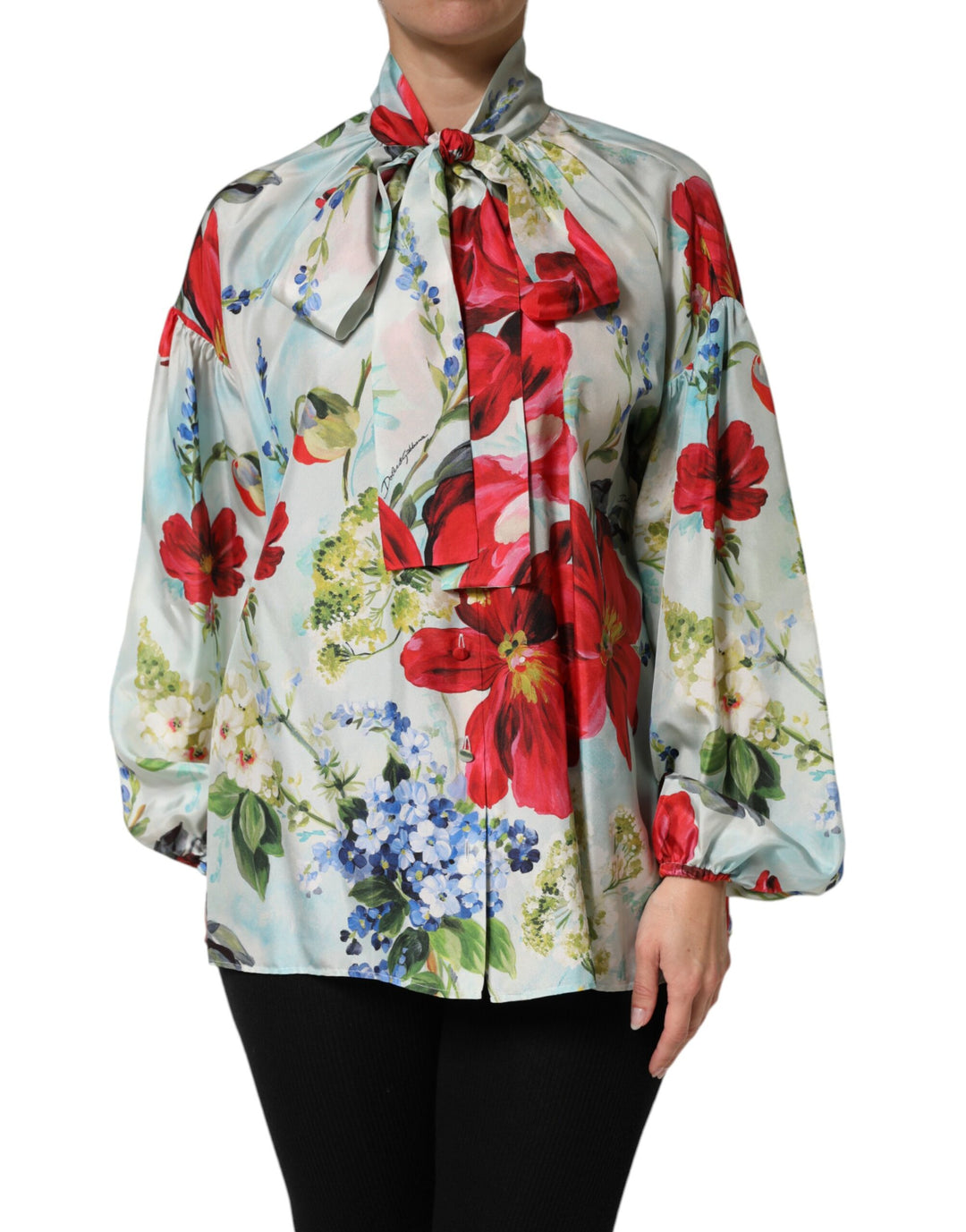 Dolce &amp; Gabbana Multicolor Floral Long Sleeves Blouse Top by Dolce &amp; Gabbana outlet now on sale