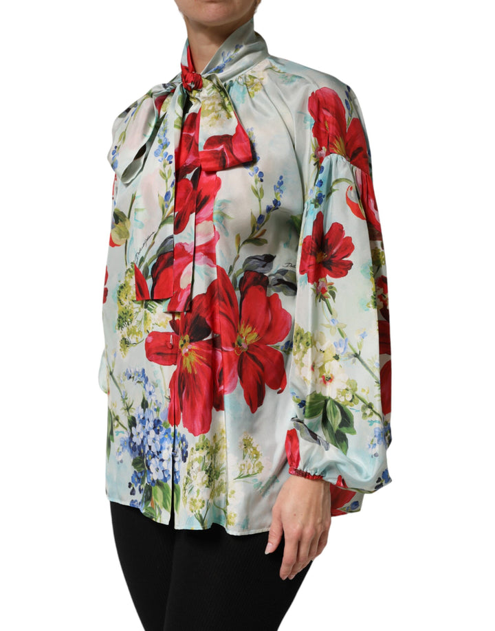 Dolce &amp; Gabbana Multicolor Floral Long Sleeves Blouse Top by Dolce &amp; Gabbana outlet now on sale