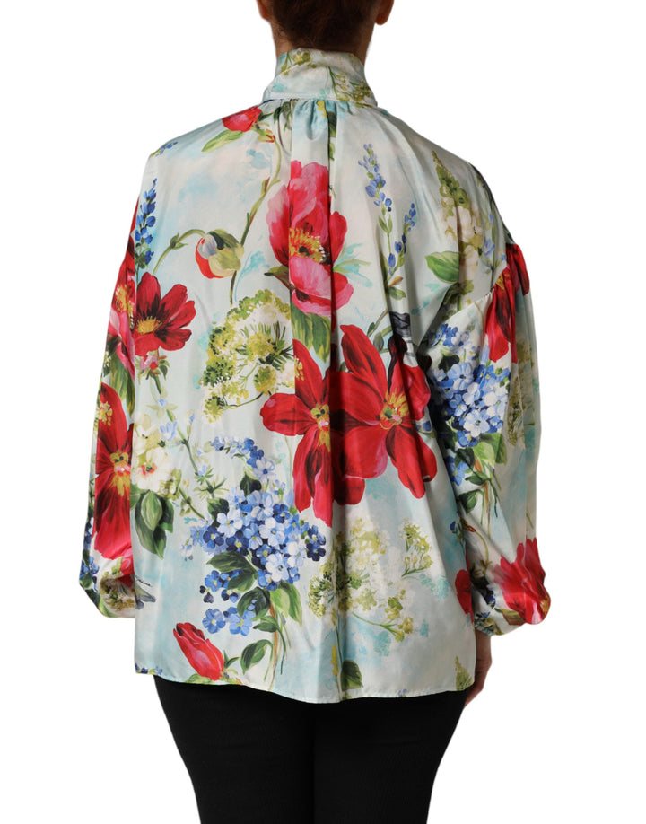 Dolce &amp; Gabbana Multicolor Floral Long Sleeves Blouse Top by Dolce &amp; Gabbana outlet now on sale