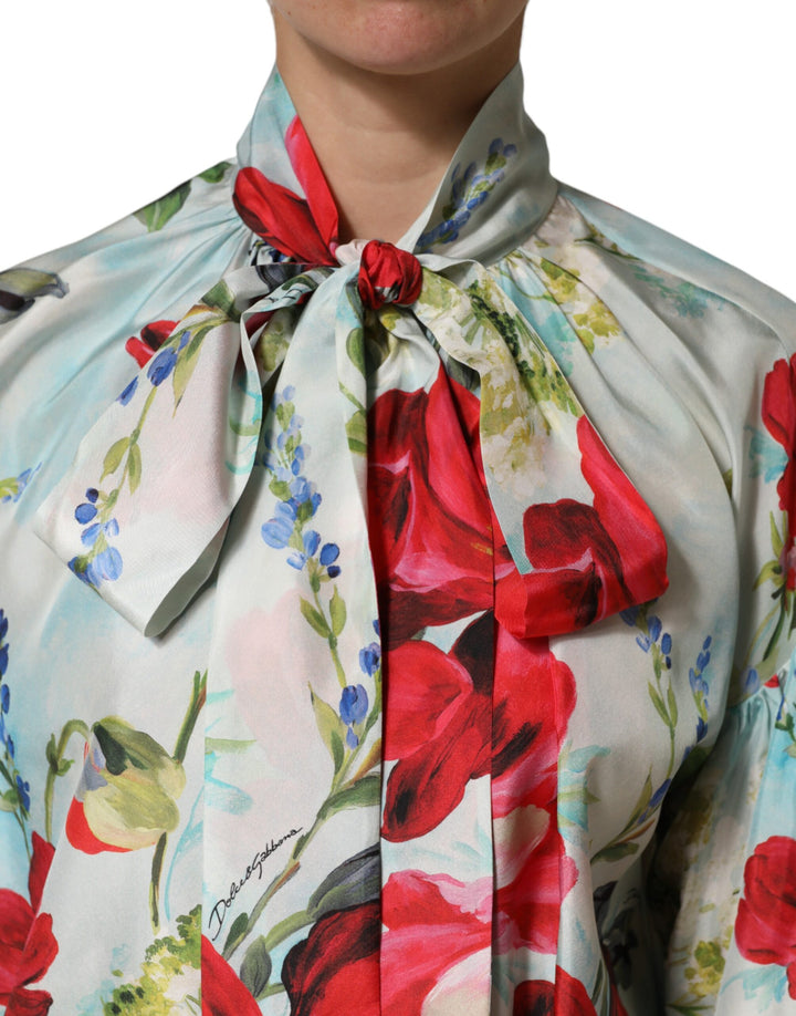 Dolce &amp; Gabbana Multicolor Floral Long Sleeves Blouse Top by Dolce &amp; Gabbana outlet now on sale