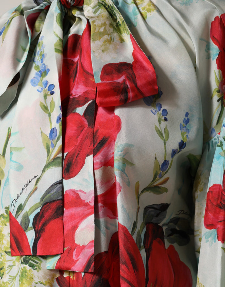 Dolce &amp; Gabbana Multicolor Floral Long Sleeves Blouse Top by Dolce &amp; Gabbana outlet now on sale
