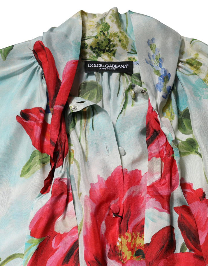 Dolce &amp; Gabbana Multicolor Floral Long Sleeves Blouse Top by Dolce &amp; Gabbana outlet now on sale
