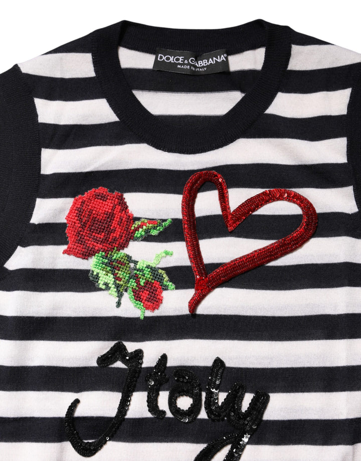 Dolce &amp; Gabbana Sample Sale Dolce &amp; Gabbana Black White Cashmere Silk Sleeveless Top - | Designer outlet
