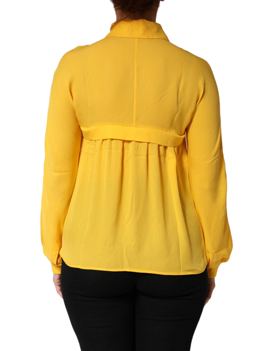 Moschino Couture Sample Sale Moschino Couture Yellow Silk Collared Long Sleeves Top - | Designer outlet