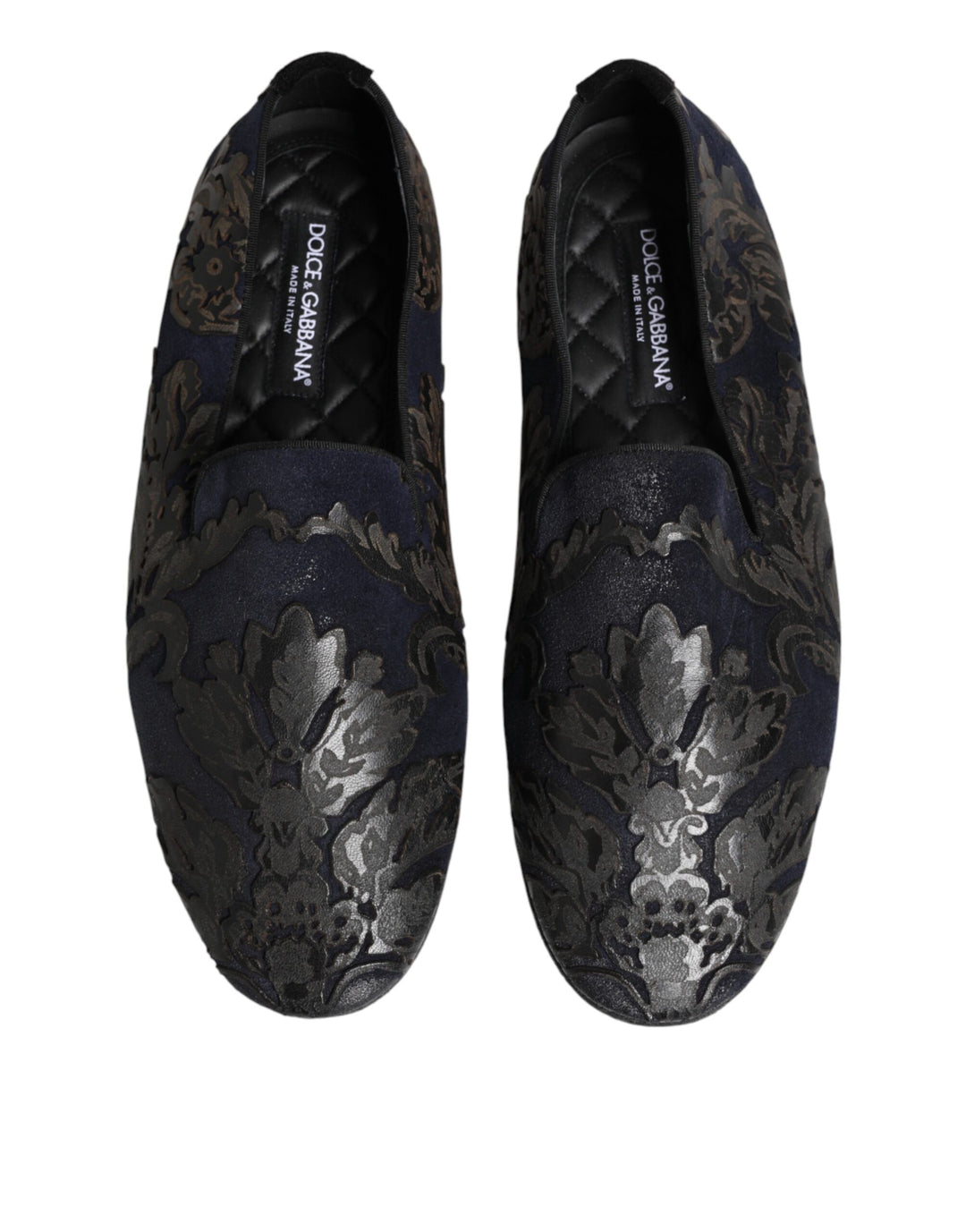 Dolce & Gabbana Black Jacquard Leather Slip On Loafers Shoes by Dolce & Gabbana outlet now on sale