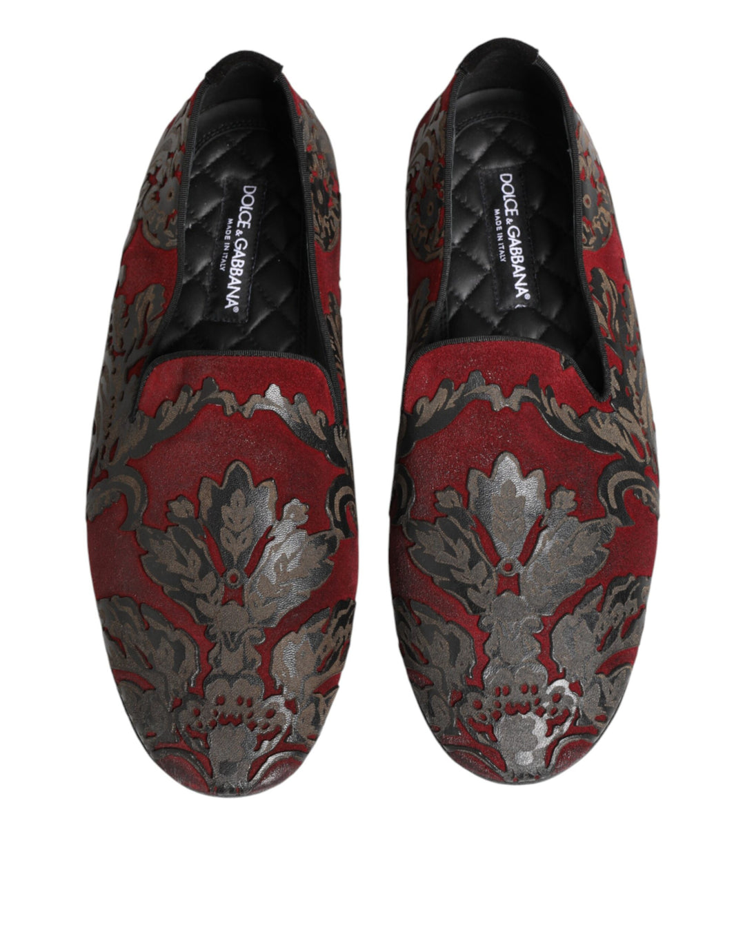 Dolce &amp; Gabbana Bordeaux Jacquard Leather Slip On Loafer Shoes by Dolce &amp; Gabbana outlet now on sale