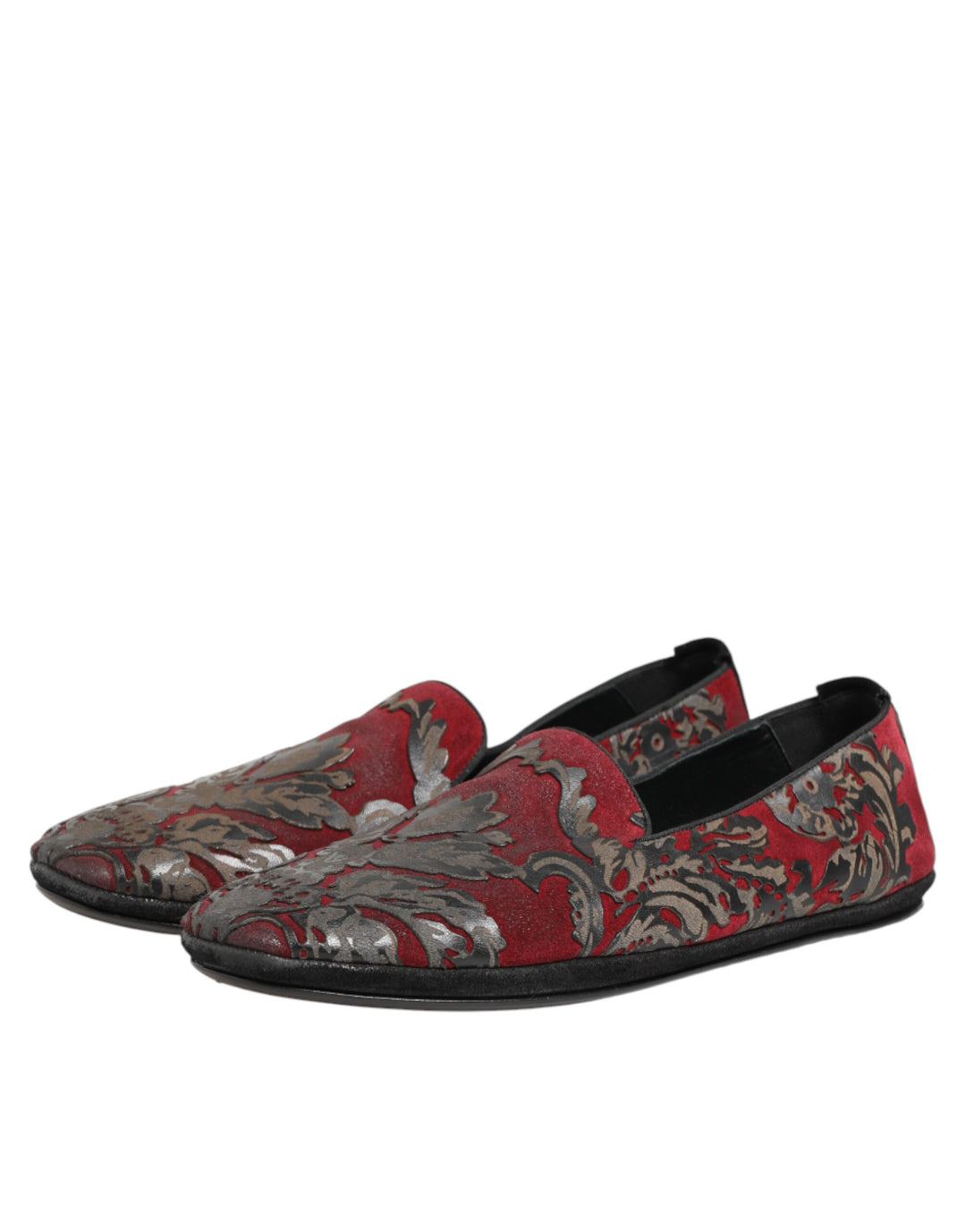 Dolce &amp; Gabbana Bordeaux Jacquard Leather Slip On Loafer Shoes by Dolce &amp; Gabbana outlet now on sale