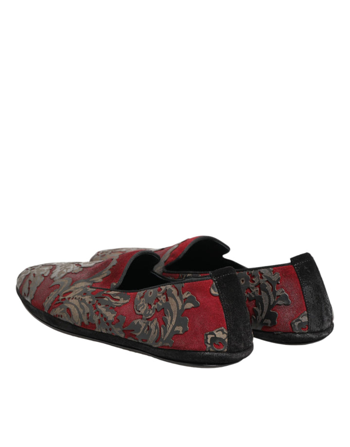 Dolce &amp; Gabbana Sample Sale Dolce &amp; Gabbana Bordeaux Jacquard Leather Slip On Loafer Shoes - | Designer outlet