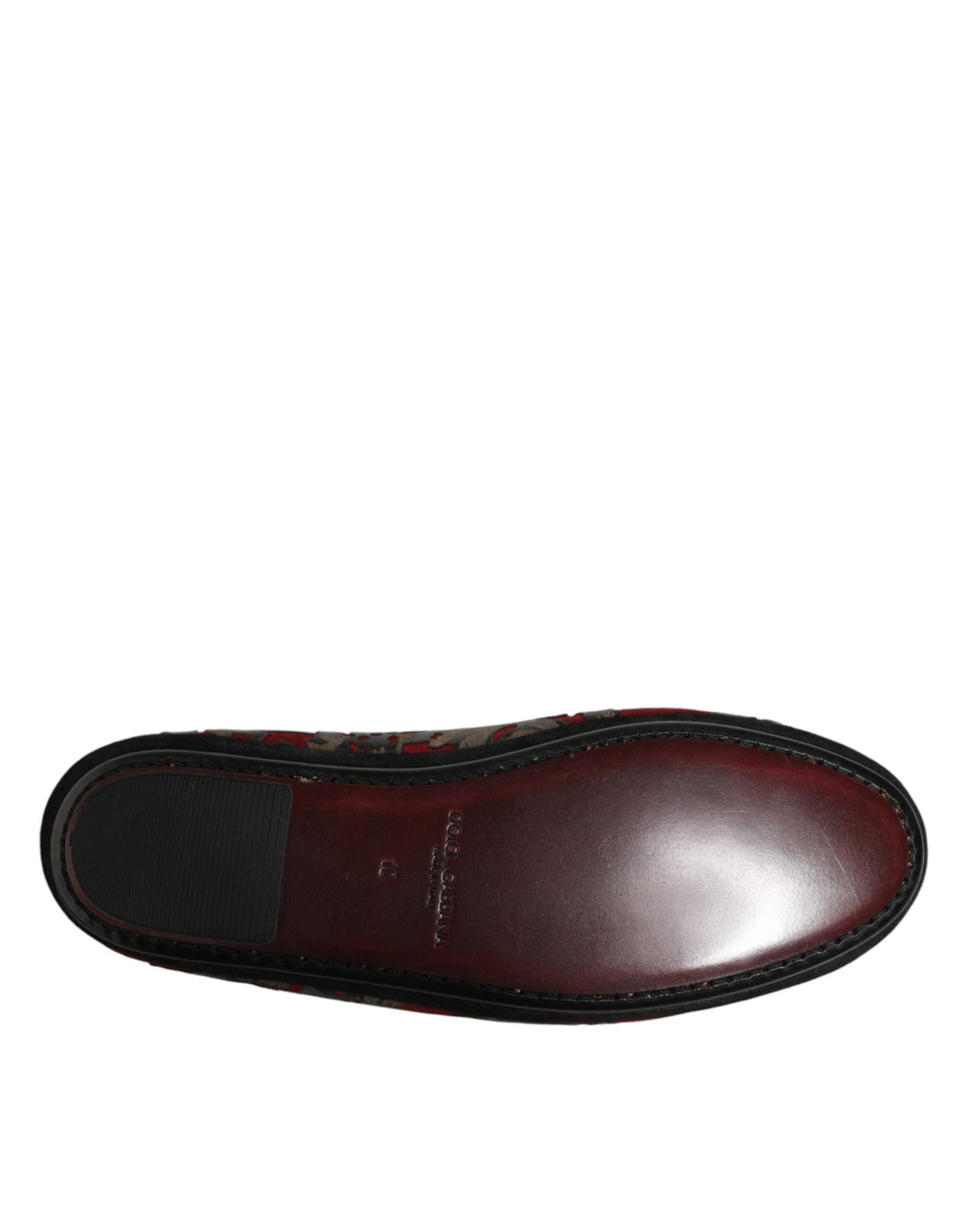 Dolce &amp; Gabbana Sample Sale Dolce &amp; Gabbana Bordeaux Jacquard Leather Slip On Loafer Shoes - | Designer outlet