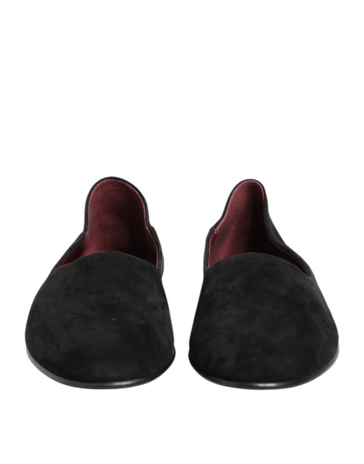 Dolce & Gabbana Black Leather Suede Slip On Loafers Dress Shoes by Dolce & Gabbana outlet now on sale