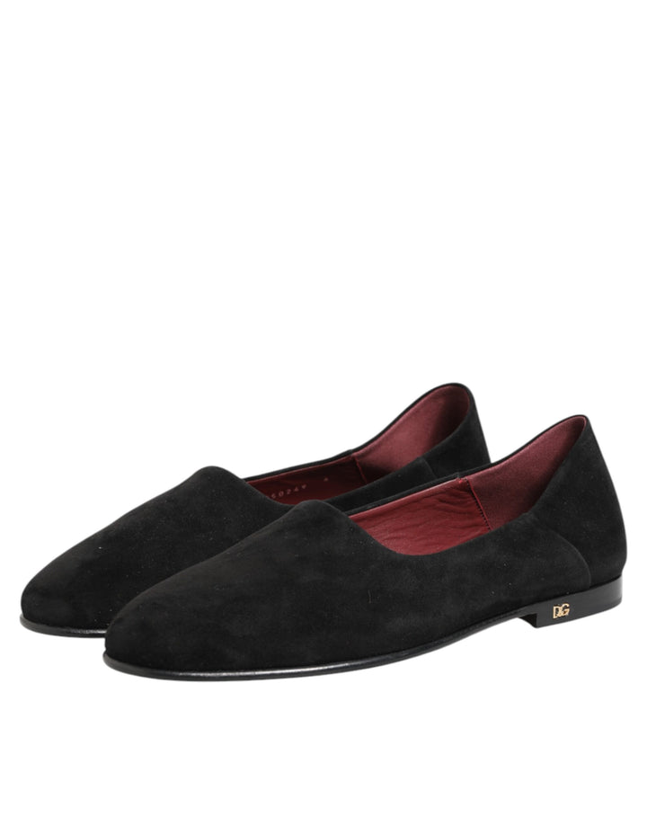 Dolce & Gabbana Black Leather Suede Slip On Loafers Dress Shoes by Dolce & Gabbana outlet now on sale
