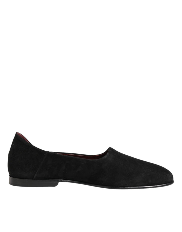 Dolce & Gabbana Black Leather Suede Slip On Loafers Dress Shoes by Dolce & Gabbana outlet now on sale