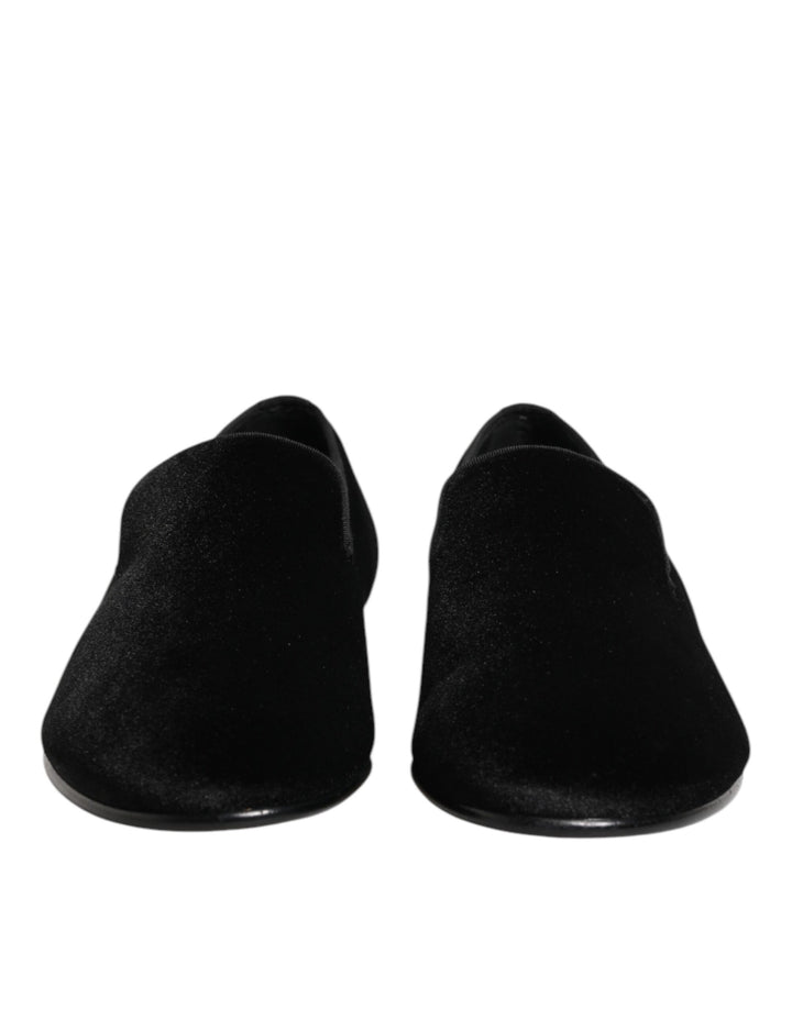 Dolce & Gabbana Black Leather Suede Slip On Loafers Dress Shoes by Dolce & Gabbana outlet now on sale