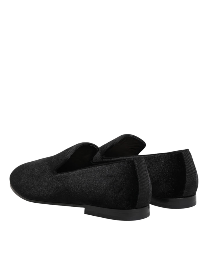 Dolce & Gabbana Black Leather Suede Slip On Loafers Dress Shoes by Dolce & Gabbana outlet now on sale