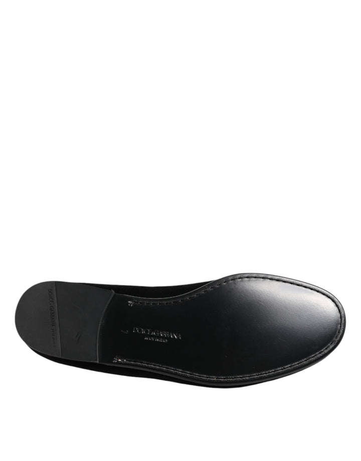 Dolce & Gabbana Black Leather Suede Slip On Loafers Dress Shoes by Dolce & Gabbana outlet now on sale